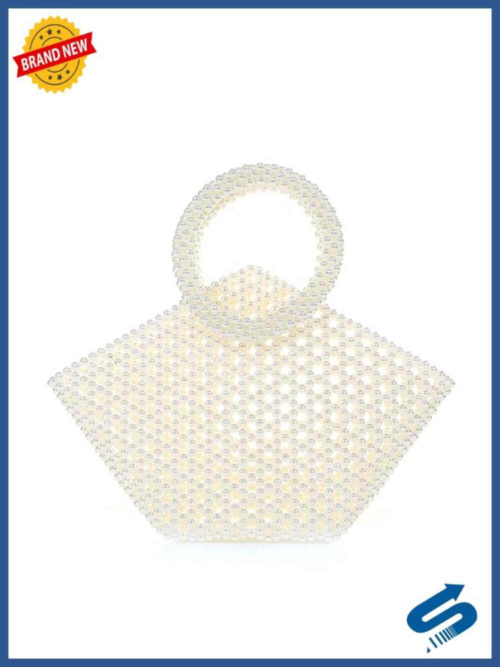 Rainbow Beaded Pearl Acrylic Clutch Tote Handbag